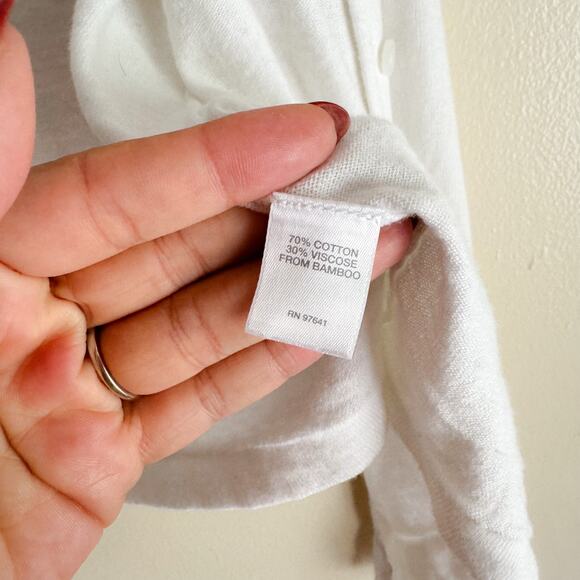 J. Jill White Button Front Cotton Bamboo Lightweight Cardigan Sweater Large Tall - Picture 3 of 6